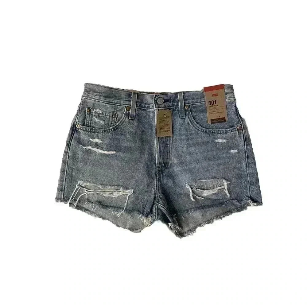 Levi's 501 Original High Rise Jean Denim Button Fly Shorts Light Wash Women’s